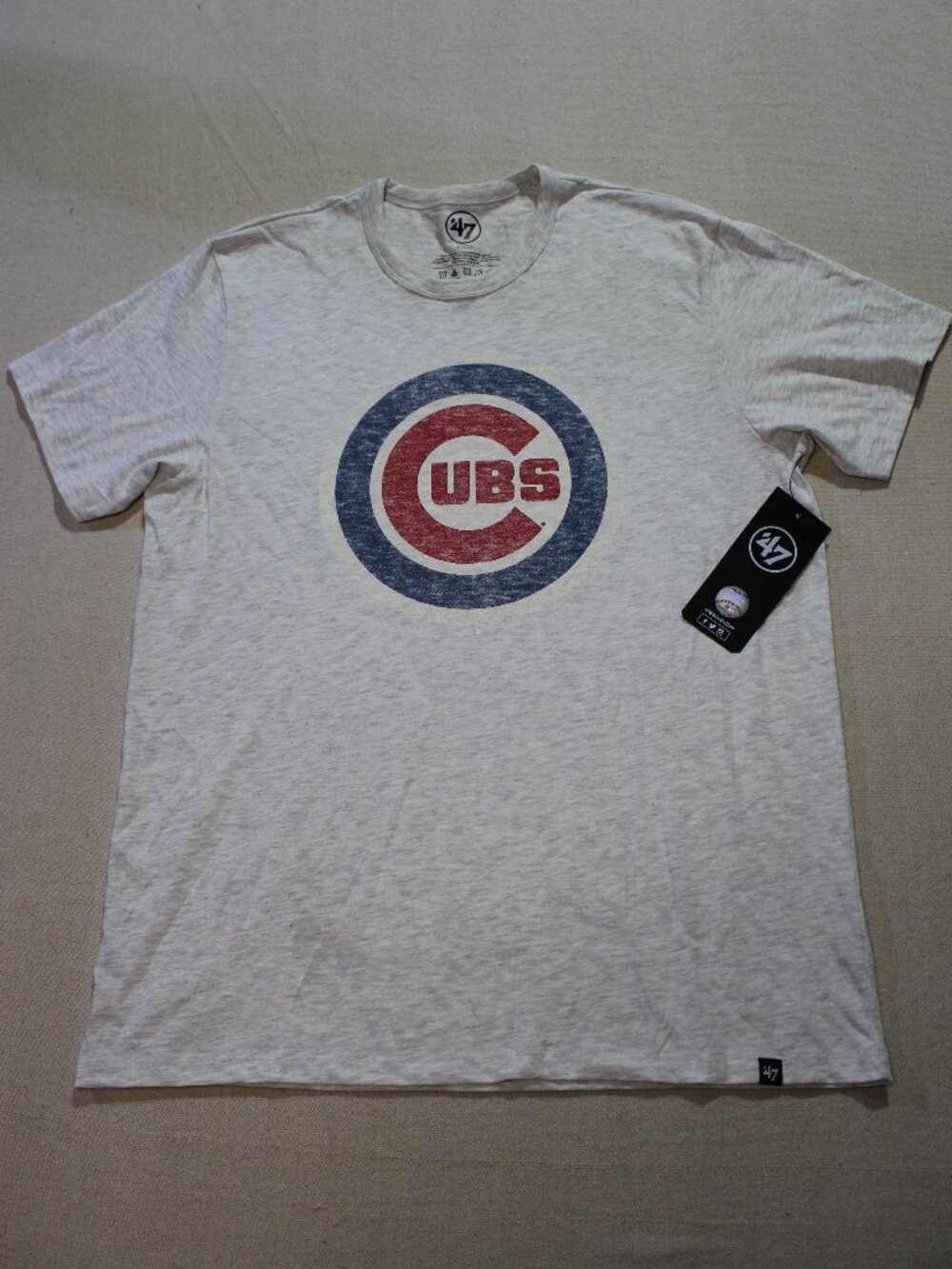 '47 Brand Chicago Cubs Graphic Tshirt, Grey Bullseye Franklin Tshirt, Sz L NWT